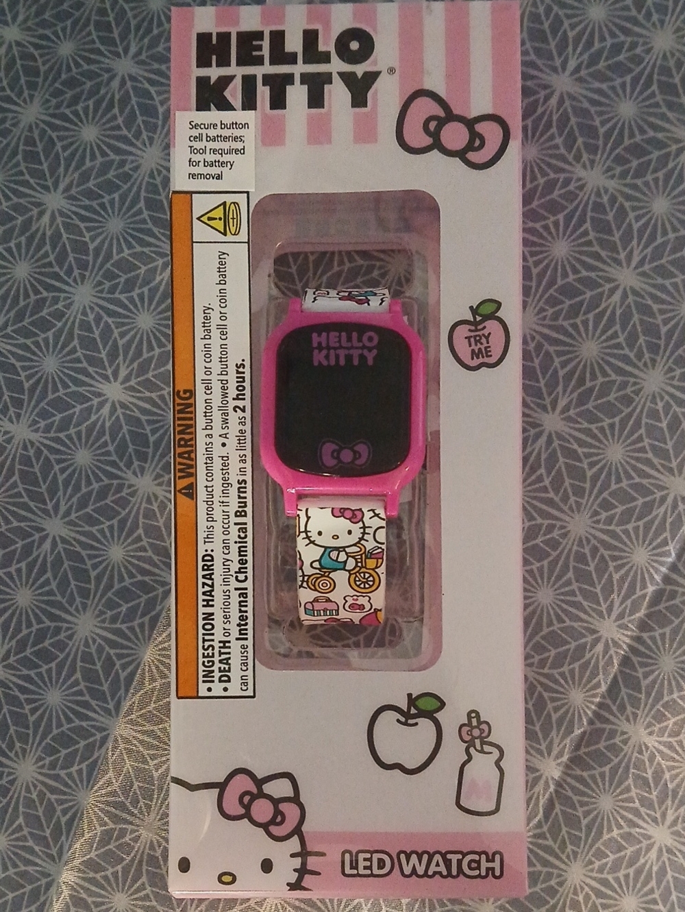 Hello Kitty Pink LED Kids Watch with Character Print Band